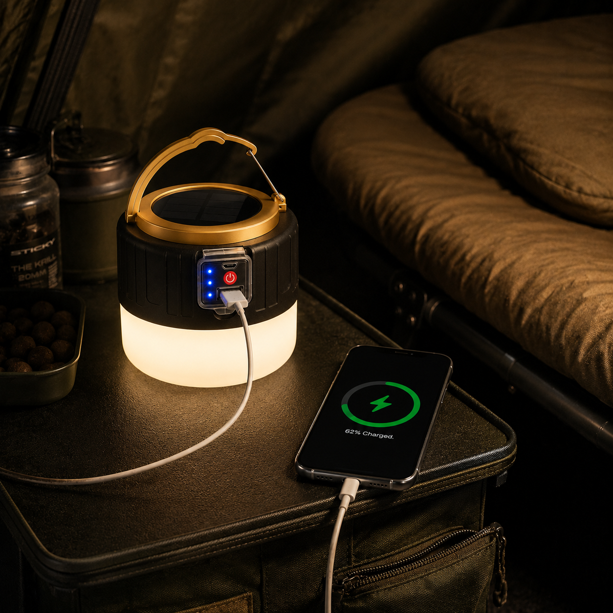 Lampe de bivouac + batterie externe